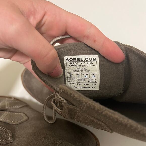 Sorel Toronto Wedge Suede Olive Green Booties Size 9 - Picture 8 of 8